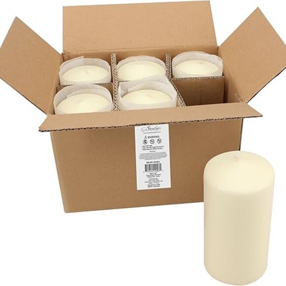 Stonebriar 6, Tall 3 x 6 Inch 65 Hour Long Burning Unscented Ivory Wax Pillar - Picture 4 of 4